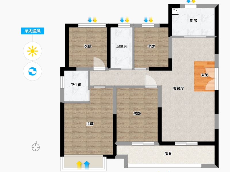 浙江省-嘉兴市-荣安阳光城晴雪园-86.29-户型库-采光通风