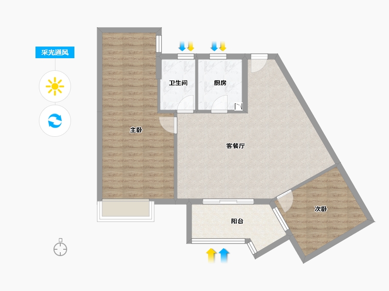 青海省-海南藏族自治州-海口华润中心-83.84-户型库-采光通风