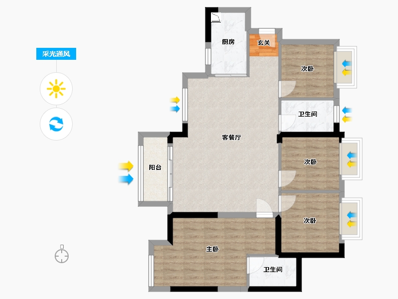 湖南省-长沙市-鸿邦国际城-86.41-户型库-采光通风