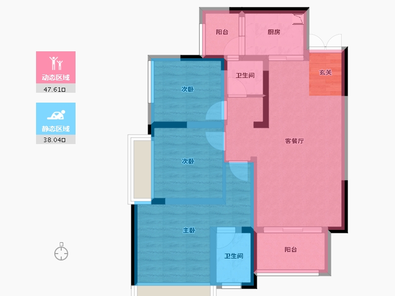 重庆-重庆市-天泰·钢城印象-75.03-户型库-动静分区