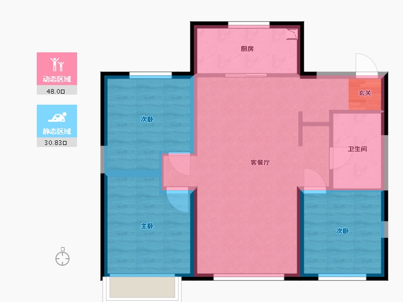 吉林省-长春市-天泽凯旋华府-70.34-户型库-动静分区