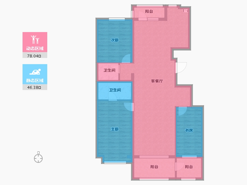 黑龙江省-哈尔滨市-公元天下-111.91-户型库-动静分区