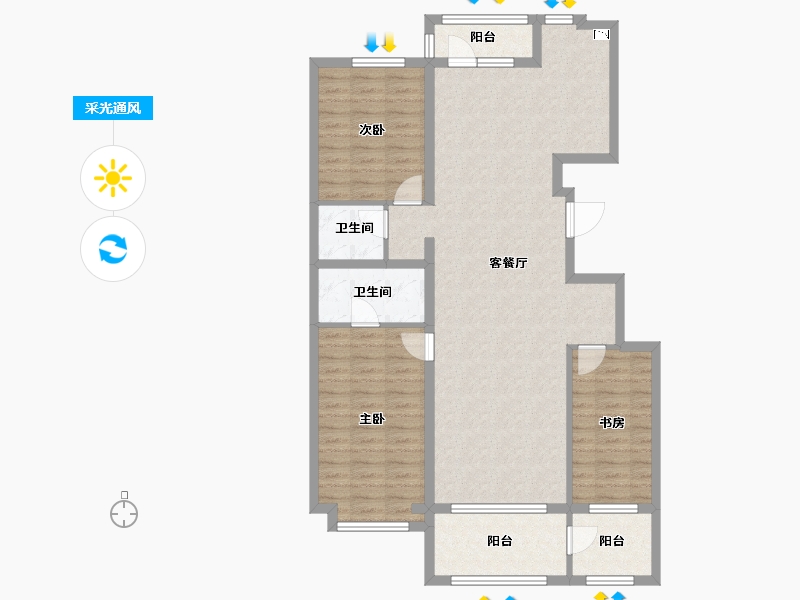 黑龙江省-哈尔滨市-公元天下-111.91-户型库-采光通风