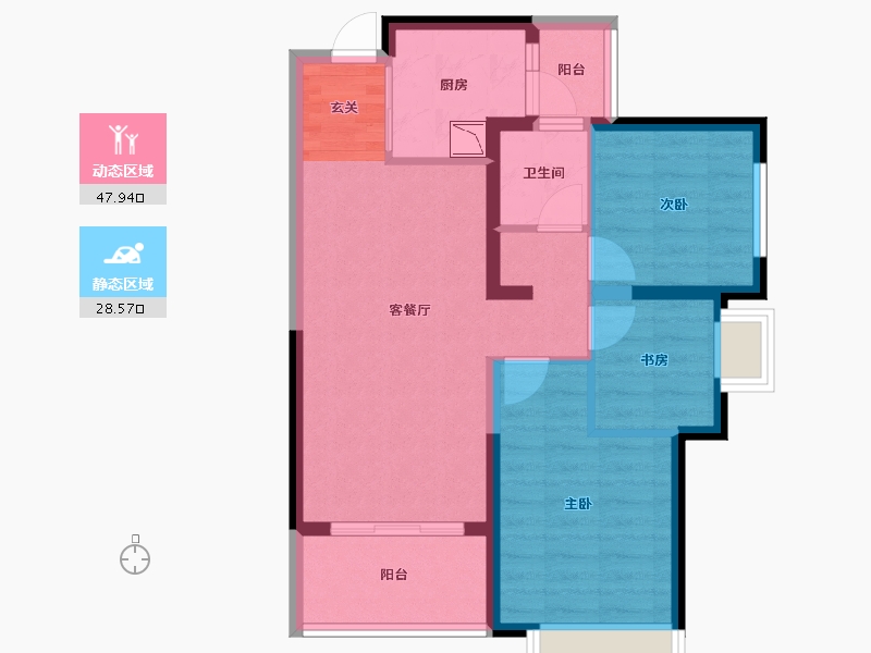 四川省-成都市-中海万锦熙岸二期-67.33-户型库-动静分区