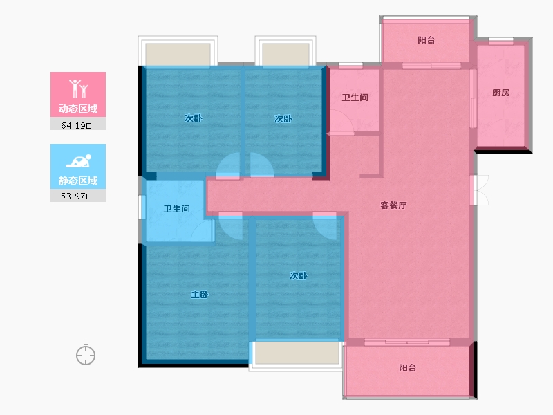 湖南省-邵阳市-仁信半岛城-106.21-户型库-动静分区