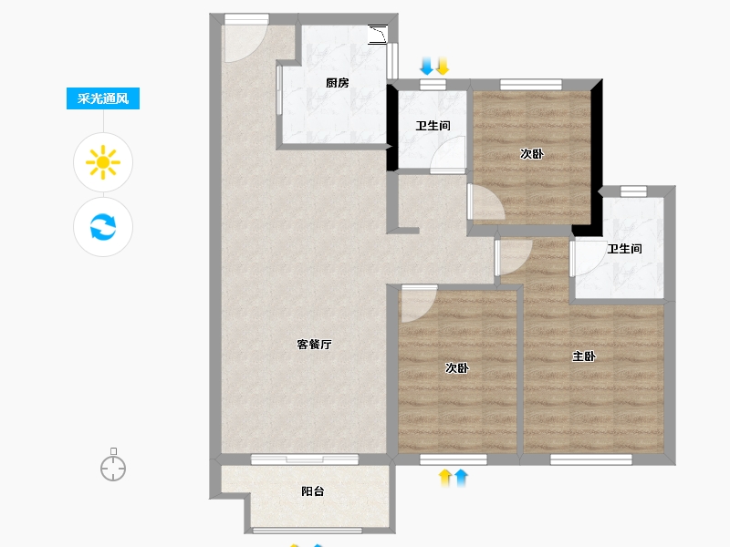 黑龙江省-哈尔滨市-绿地・东北亚国博城-80.53-户型库-采光通风