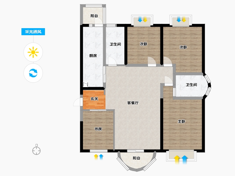 上海-上海市-外滩豪景苑-124.33-户型库-采光通风