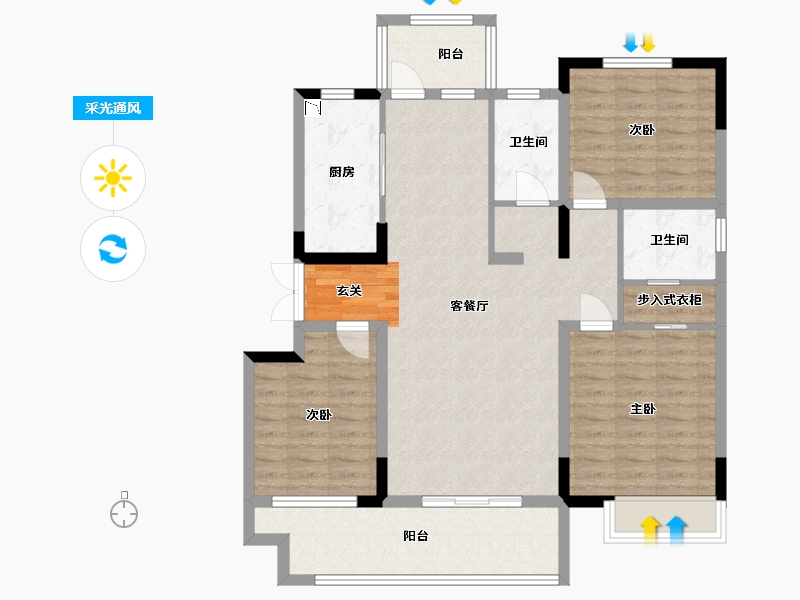 山东省-临沂市-致远沂河传奇-103.20-户型库-采光通风