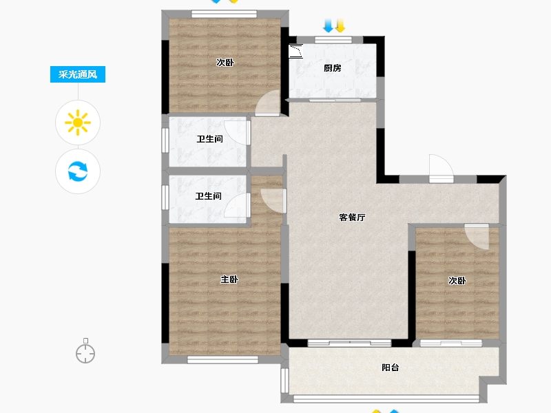 江苏省-宿迁市-碧桂园凤凰湾-97.00-户型库-采光通风