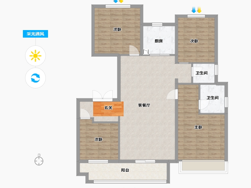 山东省-临沂市-府佑书院-113.50-户型库-采光通风