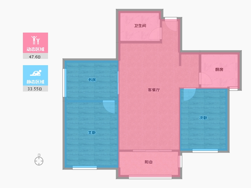 陕西省-西安市-天朗大兴郡二期瀚苑-74.00-户型库-动静分区