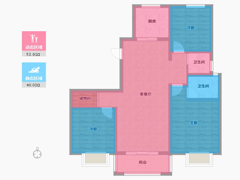 山东省-泰安市-中央公园-83.32-户型库-动静分区