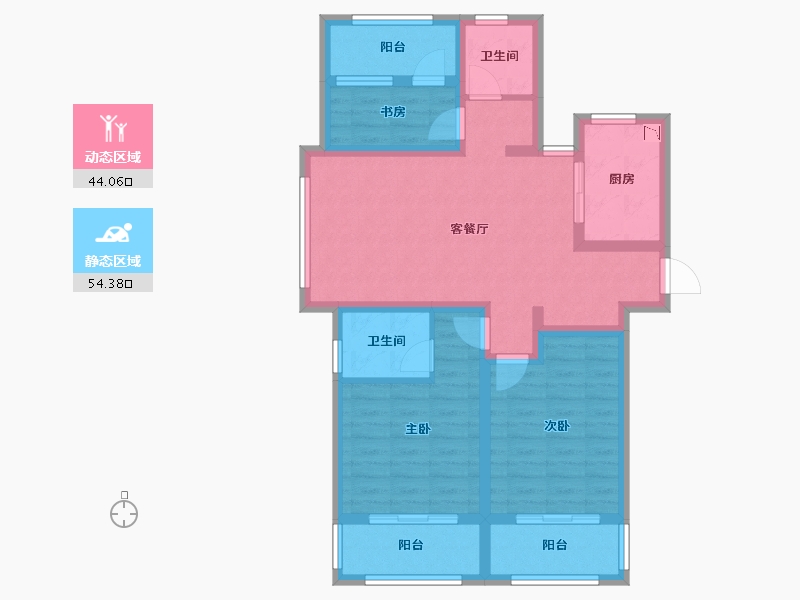 江苏省-镇江市-荣盛财富公寓-86.20-户型库-动静分区