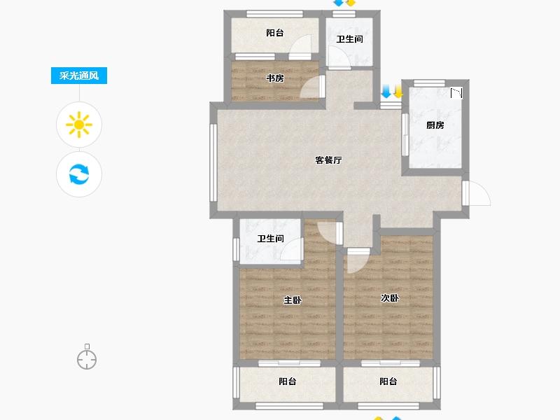 江苏省-镇江市-荣盛财富公寓-86.20-户型库-采光通风