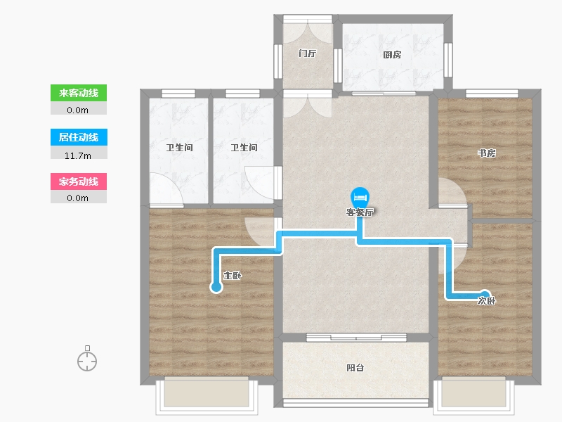 湖北省-武汉市-香澜公馆-90.71-户型库-动静线