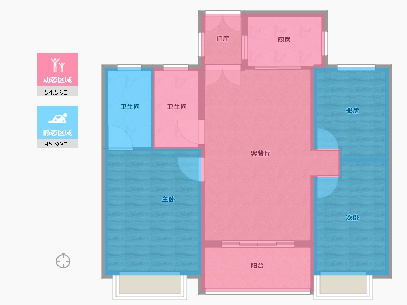 湖北省-武汉市-香澜公馆-90.71-户型库-动静分区