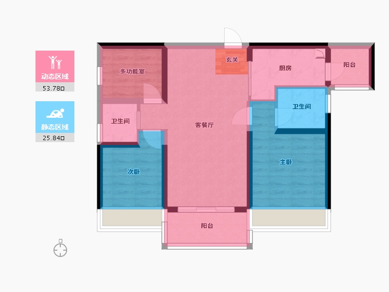 广东省-江门市-新会骏景湾・领誉-69.97-户型库-动静分区