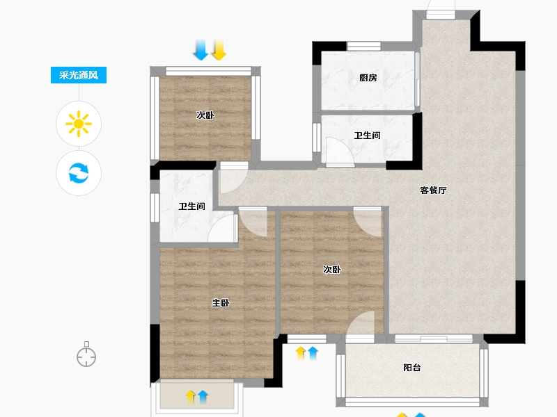 广西壮族自治区-南宁市-兴进珺府-77.32-户型库-采光通风