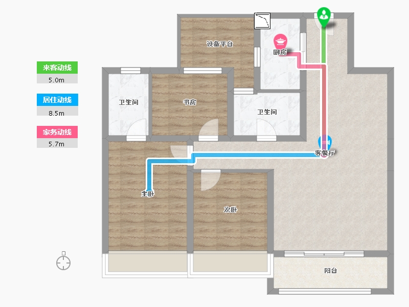 山东省-淄博市-璀璨龙府-93.74-户型库-动静线