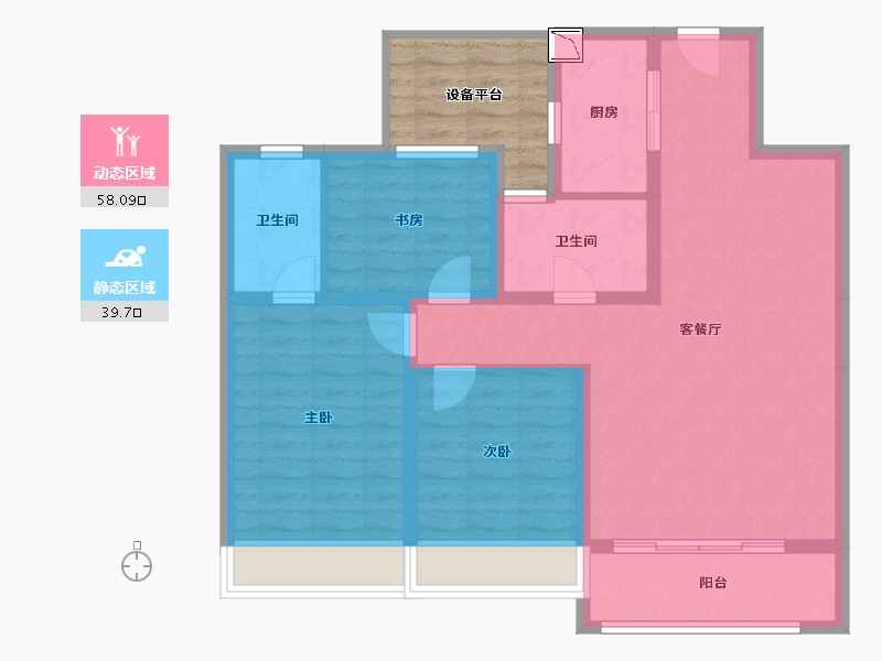 山东省-淄博市-璀璨龙府-93.74-户型库-动静分区