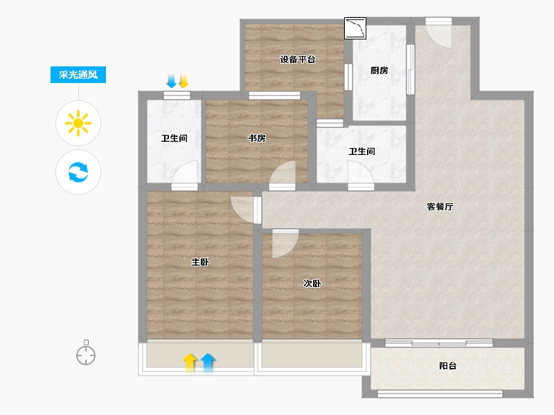 山东省-淄博市-璀璨龙府-93.74-户型库-采光通风