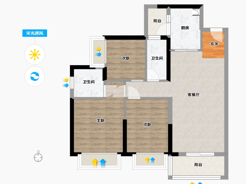 广东省-江门市-方圆・云山诗意（新会）-73.95-户型库-采光通风