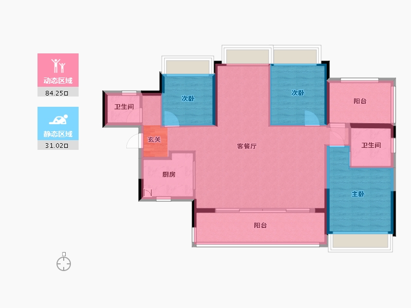 广东省-湛江市-红星・湛江爱琴海国际广场-104.04-户型库-动静分区