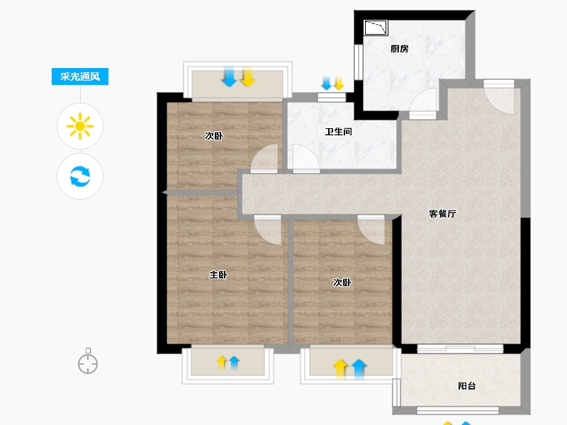 山东省-烟台市-水沐雍荣府-71.20-户型库-采光通风