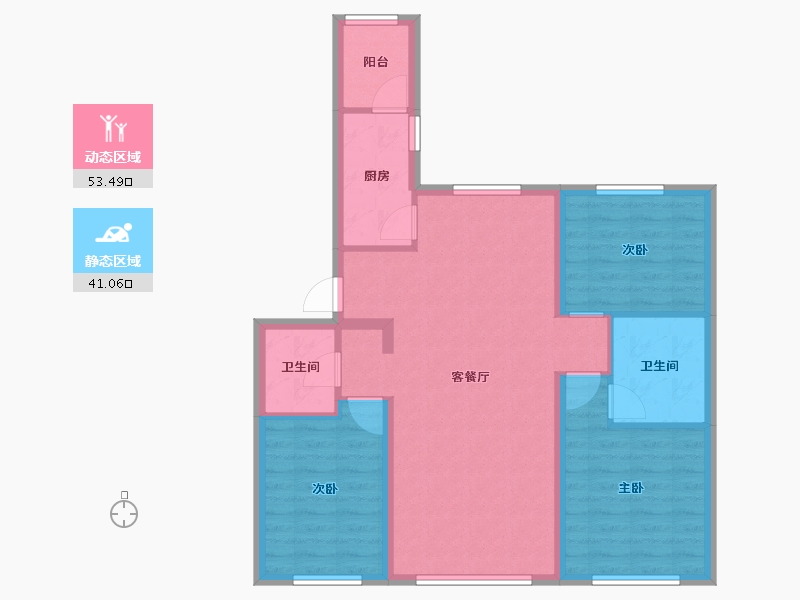 黑龙江省-哈尔滨市-鲁商松江新城-84.57-户型库-动静分区