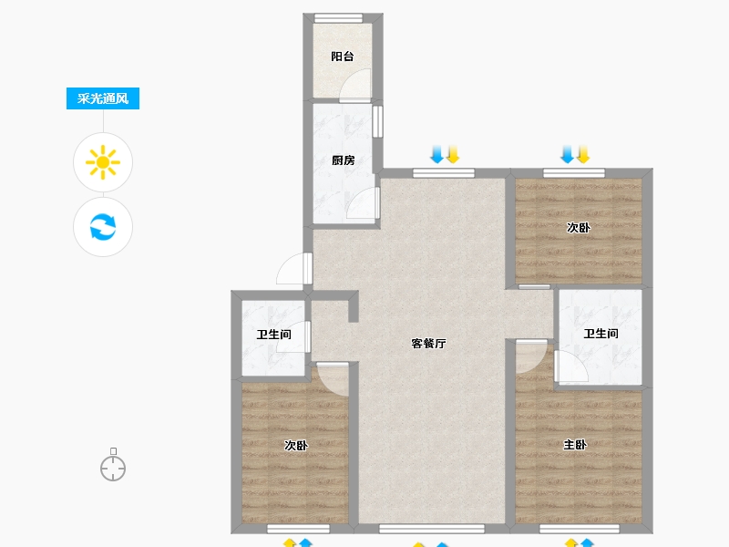 黑龙江省-哈尔滨市-鲁商松江新城-84.57-户型库-采光通风