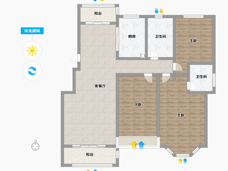 河南省-郑州市-老街绿地郑东新苑二期-129.99-户型库-采光通风