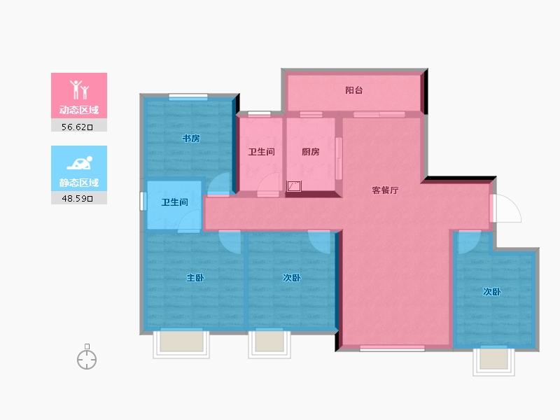 湖南省-长沙市-大汉汉府-93.75-户型库-动静分区