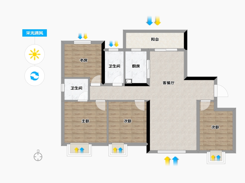 湖南省-长沙市-大汉汉府-93.75-户型库-采光通风