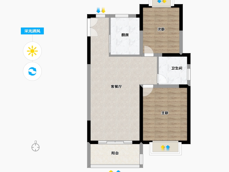 江苏省-南京市-滨江雅园-71.39-户型库-采光通风