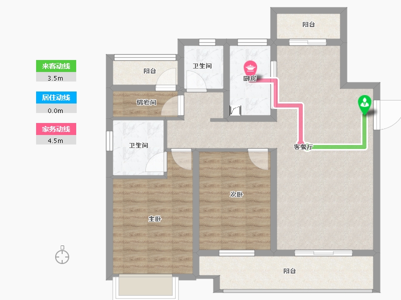 湖南省-长沙市-湾田・望江府-88.73-户型库-动静线