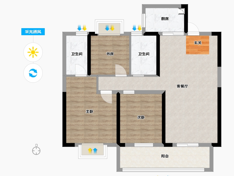 江西省-九江市-赣电荣府-88.00-户型库-采光通风