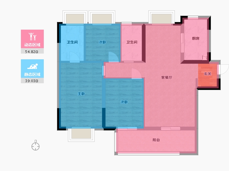 湖北省-武汉市-融创首创九派江山-83.99-户型库-动静分区