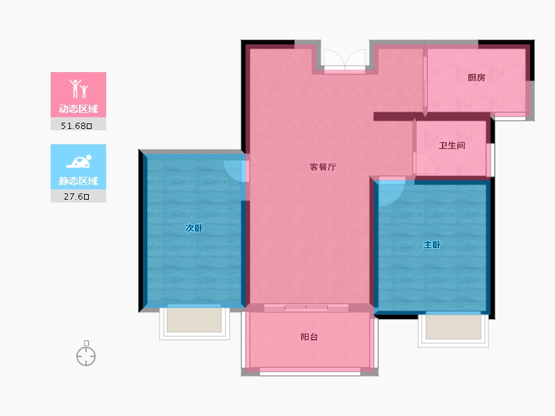 江苏省-南京市-滨江雅园-70.77-户型库-动静分区