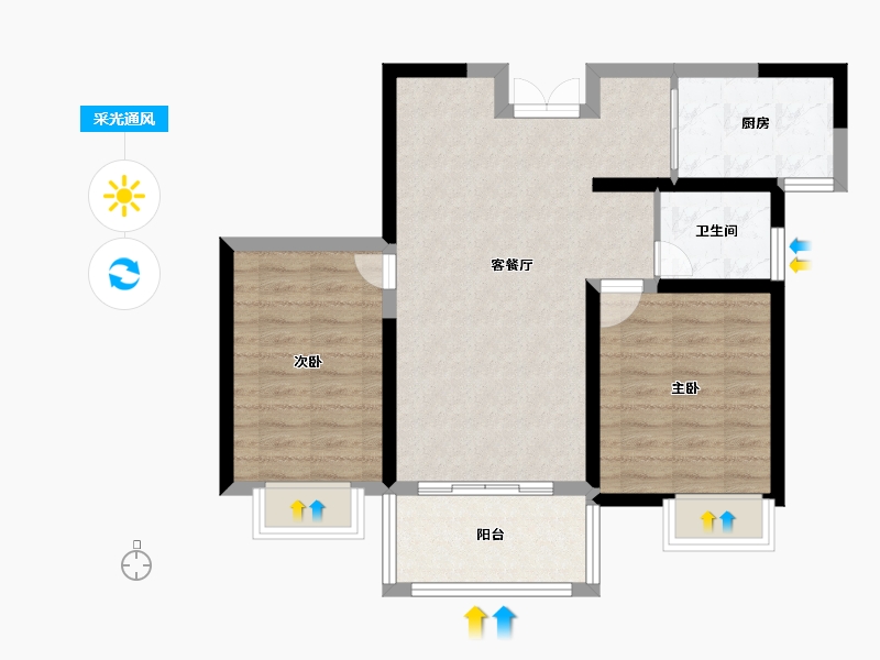 江苏省-南京市-滨江雅园-70.77-户型库-采光通风