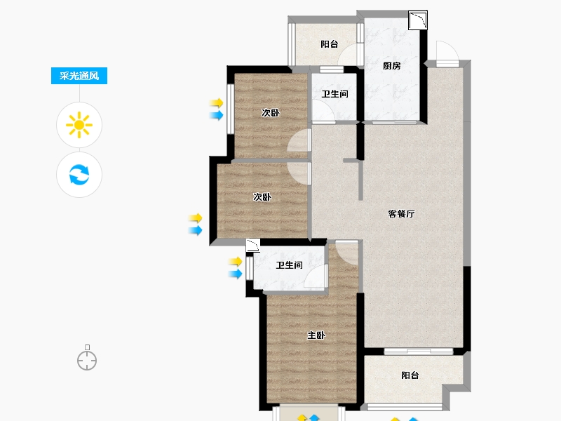 四川省-成都市-恒大未来城-87.02-户型库-采光通风