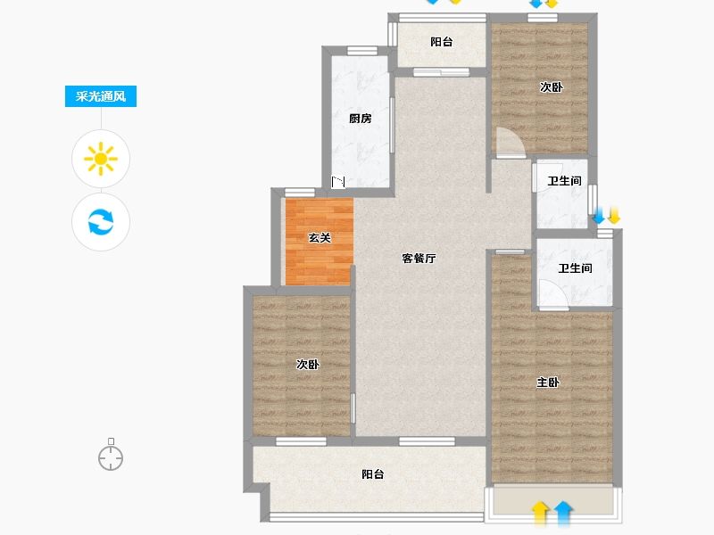 河南省-南阳市-方城・中梁首府-101.46-户型库-采光通风