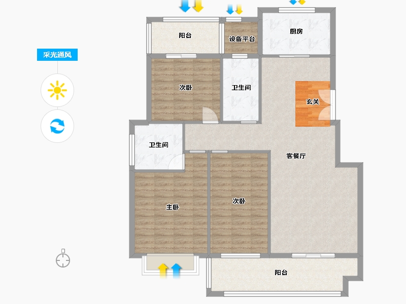 湖南省-衡阳市-金星・湘江雅院-122.02-户型库-采光通风