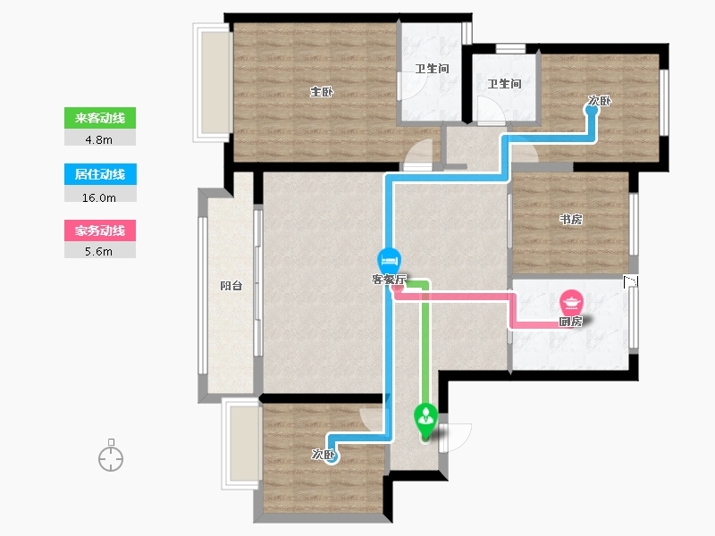 宁夏回族自治区-银川市-万科翡翠公园-110.00-户型库-动静线