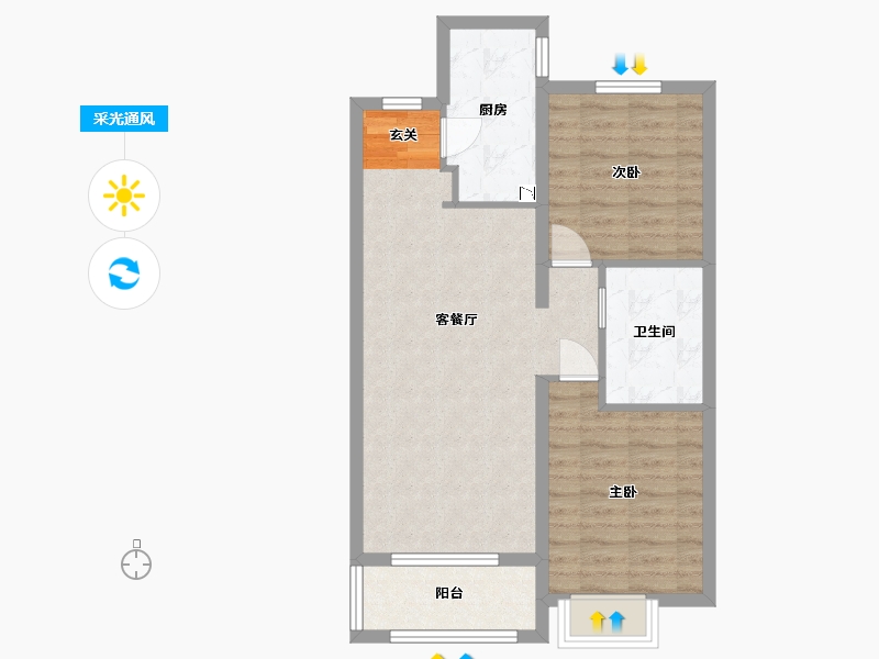 河北省-廊坊市-融创・时代壹号-68.68-户型库-采光通风