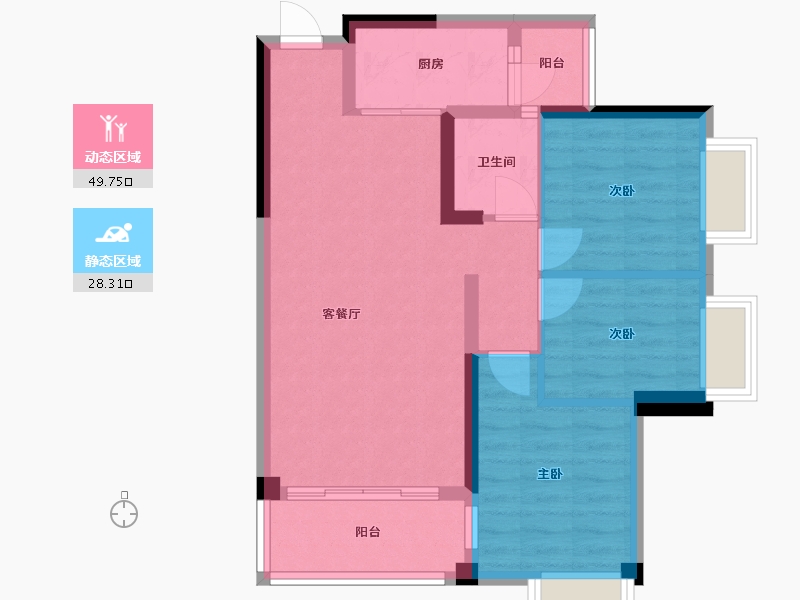 广西壮族自治区-南宁市-银泉一品天誉-69.29-户型库-动静分区