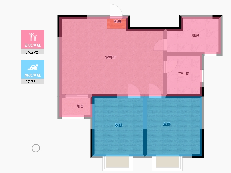 山东省-淄博市-金润・香榭大厦-70.40-户型库-动静分区