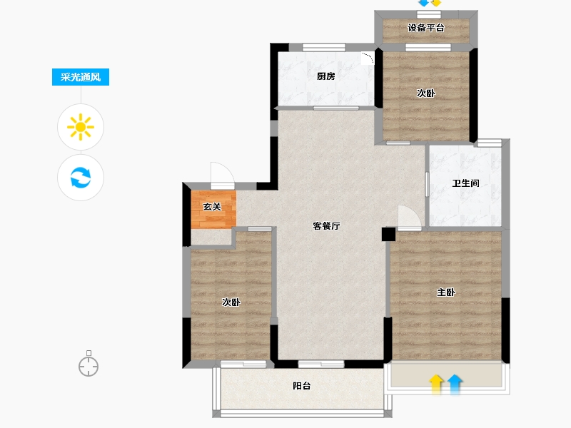 安徽省-宿州市-万兴・龙玺台-87.54-户型库-采光通风