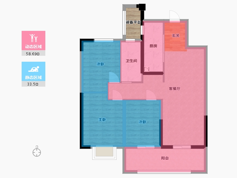 江苏省-常州市-美的・翰林府-85.07-户型库-动静分区