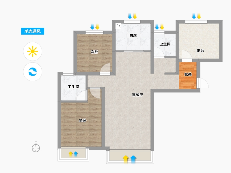 河北省-廊坊市-潮白家园-71.92-户型库-采光通风