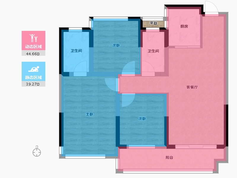 辽宁省-葫芦岛市-龙都悦澜湾-74.40-户型库-动静分区